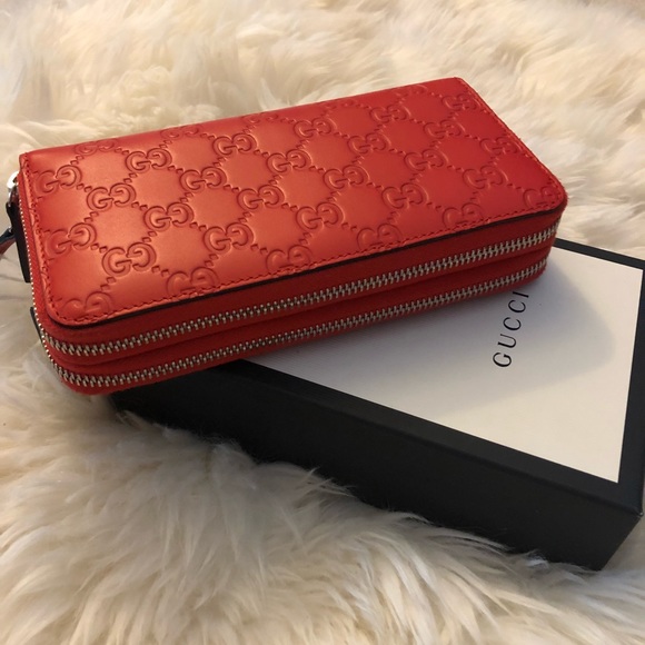 gucci red leather wallet
